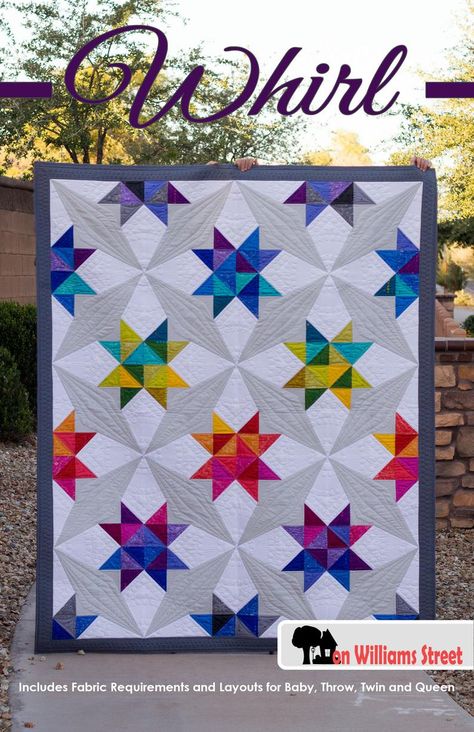 Whirl Modern Half Square Triangle and Paper Piece PDF Quilt | Etsy Half Square Triangle Quilts Pattern, Colchas Quilting, Triangle Quilt Pattern, Rainbow Quilts, Modern Quilting Designs, Quilt Modernen, Triangle Quilts, Block Quilts, Half Square Triangle Quilts