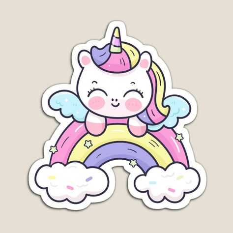 Get my art printed on awesome products. Support me at Redbubble #RBandME: https://www.redbubble.com/i/magnet/Unicorn-horse-get-rainbow-sticker-by-AliMAzim2/163786643.TBCTK?asc=u Unicorn With Wings, Rainbow Magnet, Unicorn Wings, Back To School Art, Unicorn Horse, Unicorn Stickers, Handmade Sticker, Unicorn Lover, Rainbow Stickers