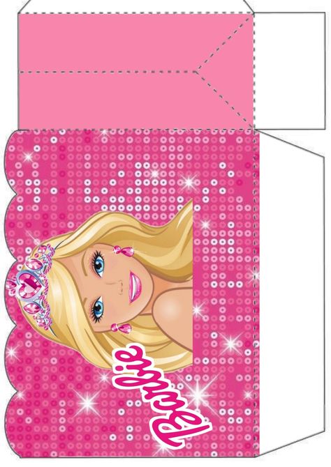 Barbie Popcorn Box Template, Popcorn Box Template, Barbie Party Decorations, Barbie Theme Party, Barbie Printables, Barbie Logo, Barbie Cartoon, Barbie Birthday Party, Barbie Doll Accessories