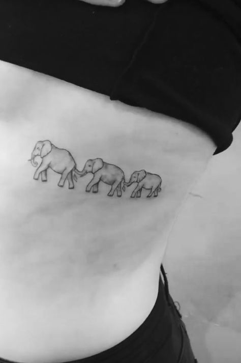 Three Elephant Tattoo, Three Sibling Tattoos, Family Tattoos Ideas, Elephant Family Tattoo, Family Tattoo Ideas, Elephant Tattoo Design, Tattoos With Kids Names, Sibling Tattoos, Family Tattoo