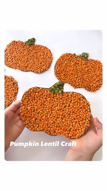 Funnybones Activities, Pumpkin Day Activities, Pumpkin Crafts For Kids, Flower Making With Paper, Red Split Lentils, Pumpkin Craft, Pumpkin Activities, Apple Craft, Hanging Craft