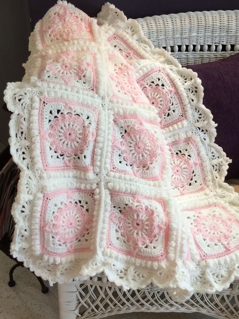 Beautiful crochet blanket for my granddaughter Laney ❤️ Crochet Blanket Coquette, Crochet Blanket Pink, Pink Crochet Blanket, Beautiful Crochet Blanket, Baby Afghan Crochet Patterns, For My Granddaughter, Granny Square Crochet Patterns Free, Crochet Bedspread Pattern, Vintage Crochet Patterns