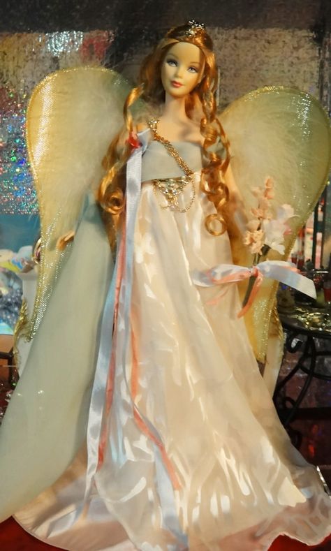 Golden Angel Barbie | Very angelic and sweet outfit... | Zen | Flickr Angel Barbie, Golden Angel, Barbie Collector Dolls, Barbie Fashionista Dolls, Christmas Barbie, Barbie Dress Fashion, Im A Barbie Girl, Fantasy Doll, Angel Doll