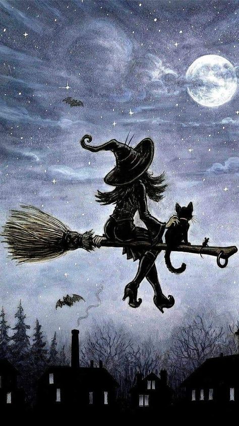 Witch Wallpaper, Witch Pictures, Halloween Kunst, Logo Game, Halloween Artwork, Halloween Painting, Halloween Vintage, Halloween Images, Witch Art