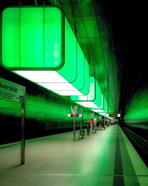 Y2k Architecture, Ocean Makeup, Brutalism Architecture, Vacation Fashion, Subway Station, U Bahn, Clear Blue Sky, Hamburg Germany, Cinematic Photography