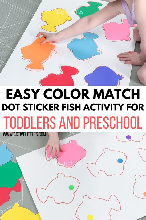 Easy Color Match Fish Activity for Toddlers and Preschoolers - Active Littles Matching Activity For Preschoolers, Rainbow Fish Activities, Art Games For Kids, Matching Games For Toddlers, Fishing Games For Kids, Counting Mats, July Activities, Ocean Theme Preschool, Activity For Preschoolers