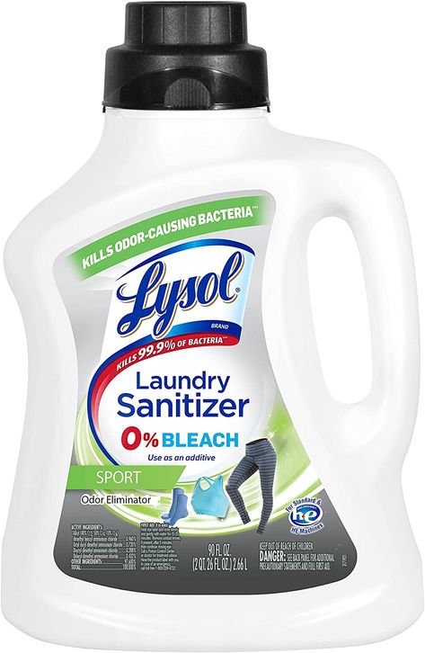 Lysol Sport Laundry Sanitizer Additive, Sanitizing Liquid for Gym Clothes and Activewear, Eliminates Odor Causing Bacteria, 90oz Lysol Laundry Sanitizer, Laundry Sanitizer, Body Sweat, Disinfectant Spray, Odor Eliminator, Gym Clothes, Laundry Detergent, Household Essentials, Fabric Softener