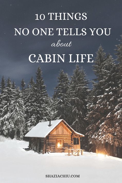 What's it really like to live in the mountains? Here are 10 things no one tells you about cabin life! Living In A Cabin In The Woods, Cabin No Electricity, Off Grid Mountain Cabin, Cabin In The Woods Interior Design, Small Mountain Cabin Interior, Cabin Life Aesthetic, Mountain Cabin Ideas, Decorating A Cabin, Timberframe Interiors