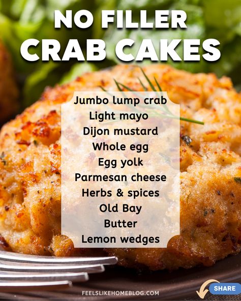 Imitatation Crab Recipe Low Carb, No Filler Crab Cakes, Low Carb Crab Cakes, Best Crab Cakes, What To Eat For Dinner, Crab Cakes Recipe, Crab Cake Recipes, Lump Crab Meat, Maryland Crab Cakes