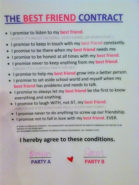 Best friend contract! Typing this at school on Monday. Best Friend Contract Ideas, Contract For Best Friends, Friends Contract, Best Friend Contract Printable, Realistic Best Friend Contract, Best Friend Application Form, Best Friend Rules List, Friend Contract, Bestie Contract