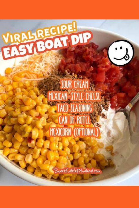 This photo show the ingredients for Boat Dip in a mixing bowl, ready to mix. Easy Snacks For Vacation, Easy Cheap Dips Appetizers, Dips To Make For The Beach, Dips For Boat, Pool Dips Recipes, Easy Apps For Pool Party, Easy Beach Desserts, Lake Day Ideas, Boat Dip Southern Living