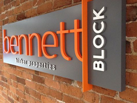 Bennett Block Interior Dimensional Wall Sign Ada Signs, Signage Board, Lobby Sign, Office Signage, Sign Board Design, Wall Signage, Acrylic Signage, Building Signs, Exterior Signage