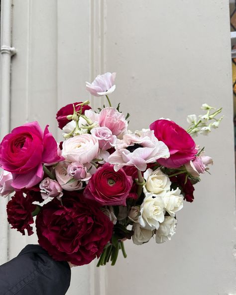 2024 all wrapped up ✨ Our final bouquet for our final wedding of the year. This was one of my favourite bouquets, no foliage, rich tones of burgundys and pinks. We battled wind and rain to get our flowers to the wedding ok, and even with a team member down we rallied to make a cosy, Romantic beauty of a wedding ✨ Thank you to the lovely @indybloomflowers for freelancing 🤍 Venue @themountwithout_events #bristol #wedding #florist #weddingflorist #floraldesign Dahlia Ranunculus Bouquet, Red And Pink Bridal Bouquet, Ranunculus Wedding Bouquet, Ranunculus Wedding, Ranunculus Bouquet, Bristol Wedding, Bridal Bouquet Pink, Wedding Of The Year, Wind And Rain