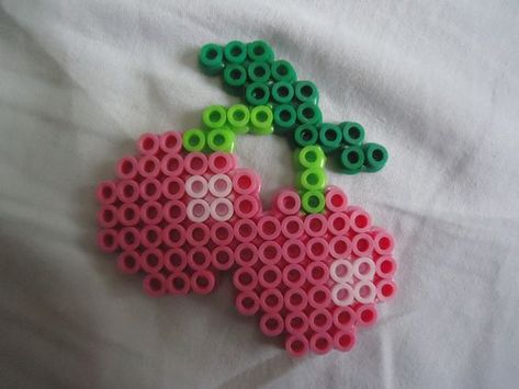 Cherries perler bead by *PerlerHime on deviantART: Hamma Beads Ideas, Easy Perler Bead Patterns, Melty Bead Patterns, Pearl Beads Pattern, Hama Beads Design, Perler Bead Templates, Diy Perler Bead Crafts, Perler Crafts, Hama Bead