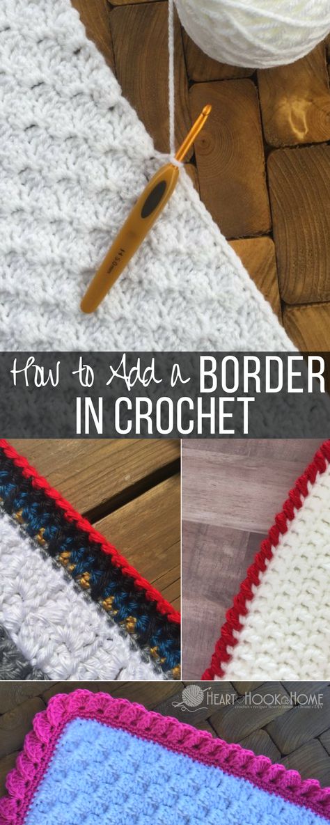 How to Add a Border in Crochet http://hearthookhome.com/how-to-add-a-border-in-crochet/?utm_campaign=coschedule&utm_source=pinterest&utm_medium=Ashlea%20K%20-%20Heart%2C%20Hook%2C%20Home&utm_content=How%20to%20Add%20a%20Border%20in%20Crochet Crochet Edgings, Crochet Border, Crochet Unique, شال كروشيه, Confection Au Crochet, Crochet Geek, Crochet Tips, Crochet Simple, Crochet Borders