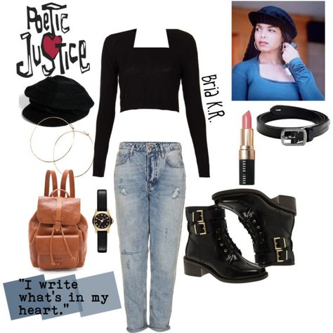 Poetic Justice inspired look by briarhoney on Polyvore featuring polyvore, fashion, style, Topshop, ASOS, Madewell, Marc by Marc Jacobs, Echo, Armani Exchange and Bobbi Brown Cosmetics Poetic Justice Costume, Poetic Justice Outfit, Janet Jackson Costume, Poetic Justice Shirt, Aaliyah Outfits, Black 90s Fashion, Shirt Outfit Ideas, 90s Fashion Women, 90s Inspired Outfits