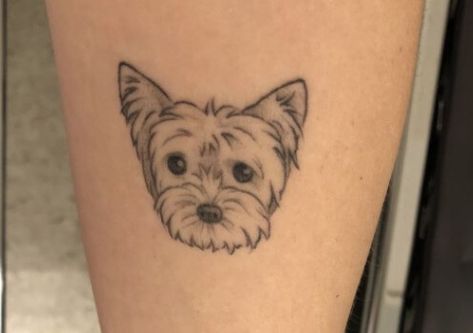 Yorkie Face Tattoo, Yorkie Poo Tattoo, Silky Terrier Tattoo, Yorkie Silhouette Tattoo, Yorkie Tattoo Outline, Yorkie Terrier Tattoo, Yorkie Tattoo Ideas, Yorkie Tattoos, Yorkshire Terrier Tattoo