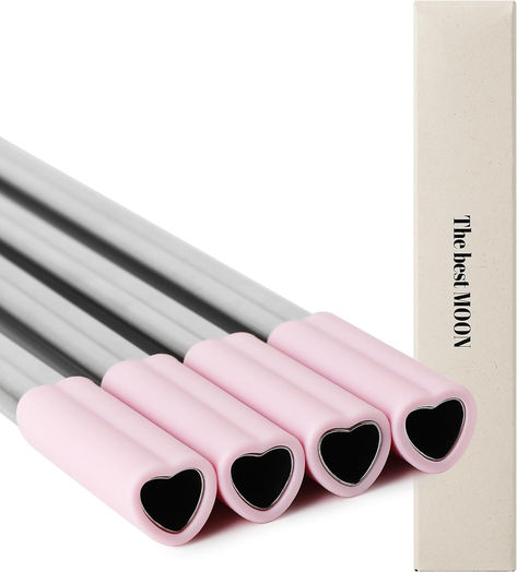 Reusable Metal Straws with Pink Silicone tips Christmas Bridal Showers, Moon Set, Reusable Straws, Moon Setting, Stainless Steel Straws, Coffee Tumbler, Packaging Boxes, Metal Straws, Sustainable Packaging