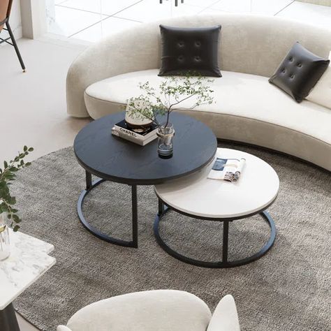 Wayfair | Black Large Coffee Tables You'll Love in 2023 White Small Table, Circle Coffee Tables, Round Nesting Coffee Tables, Pedestal Coffee Table, Nesting Coffee Table, Minimalist Coffee Table, Drum Coffee Table, Grande Table, Large Coffee Tables