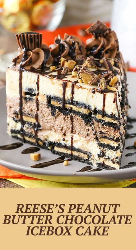 Chocolate Icebox Cake, Icebox Cake Recipes, Peanut Butter Oreo, Chocolate Bundt Cake, Peanut Butter And Chocolate, Peanut Butter Cake, Peanut Butter Desserts, Bake Dessert, Icebox Cake