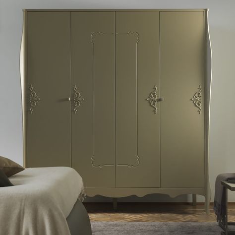 Bedroom Olive Green, Luxury Wardrobes, Olive Green Bedrooms, Green Lacquer, Green Bedroom Design, Furniture Wardrobe, Luxury Bedroom Furniture, Luxury Wardrobe, Indian Home Design