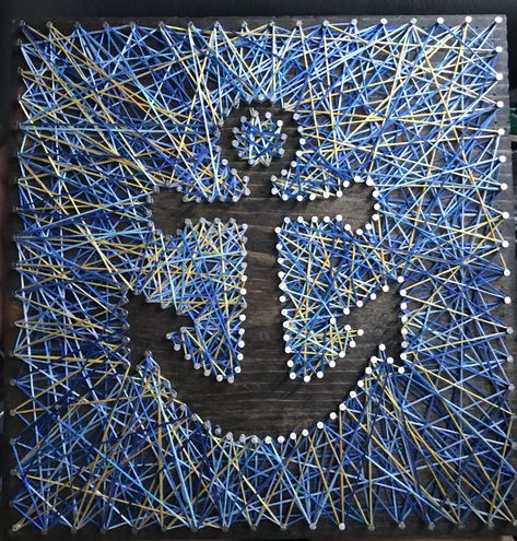 Anchor String Art, Ocean Vbs, Camp Vbs, Anchor Art, Nautical Crafts, Camp Crafts, String Art Patterns, Sports Camp, Camping Crafts