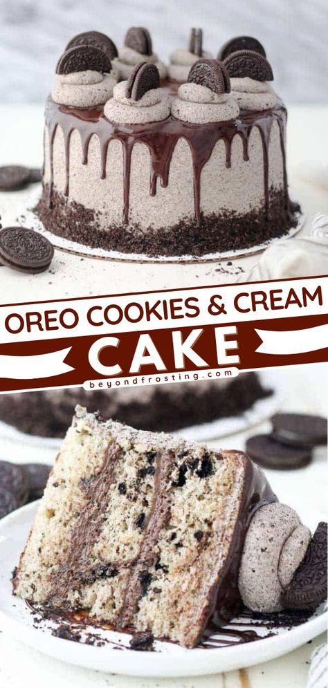 Chocolate Fudge Filling, Cookies N Cream Cake Recipe, Oreo Frosting, Oreo Dessert Recipes, Oreo Buttercream, Moist Vanilla Cake, Cookies And Cream Cake, Bake Goods, Baking Recipe