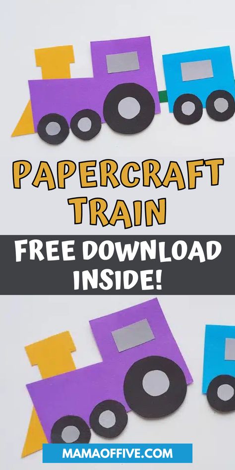 Easy train craft for kids! The best free train craft! Free download! Shape Train Preschool, Build A Train Craft, Train Crafts Preschool Art Projects, Shape Train Craft, Train Craft Kindergarten, Train Crafts For Preschoolers, Freight Train Craft, Pre K Train Activities, Train Craft Ideas