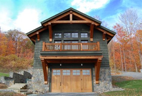 Timber Frame Garage addition with living space | Boat house with living quarters on Canandaigua Lake. Timber Frame Garage, Garage With Living Quarters, Plan Garage, Loft Plan, Carriage House Plans, Rustic Backyard, Garage Addition, Garage Apartment Plans, Garage Apartments