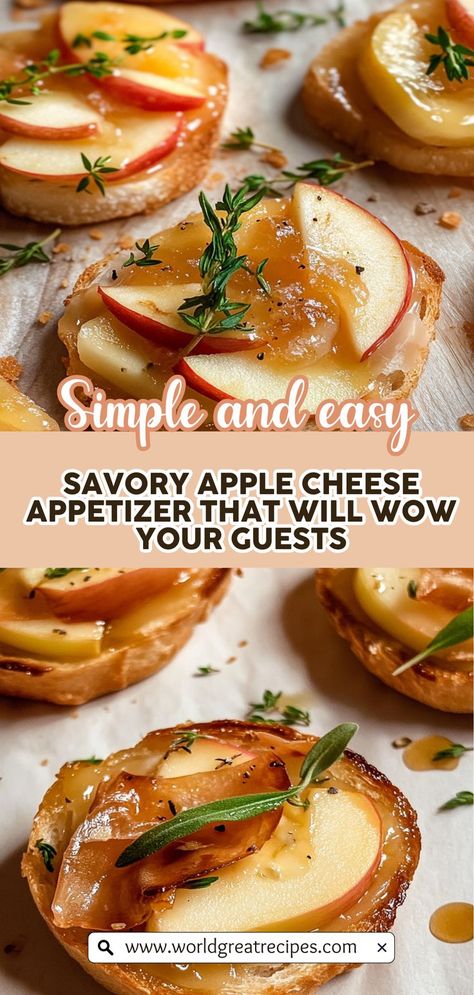 Impress your guests with this stunning apple brie appetizer that combines creamy brie cheese with sweet, crisp apples. Perfect for holiday parties or casual get-togethers, this dish offers a delightful balance of flavors that will leave everyone wanting more. With simple ingredients like honey, nuts, and fresh apples, this elegant appetizer is easy to prepare and makes for a beautiful presentation. Serve it warm or at room temperature alongside crackers or bread for a crowd-pleasing treat! Apples And Brie Appetizer, Brie Cheese And Apple Recipes, Apple Cheese Appetizer, Brie Apple Honey Crostini, Apple Appetizer Recipes, Appetizer Recipes Room Temperature, Brie And Apple Appetizer, Appetizer With Brie Cheese, Appetizers With Apples