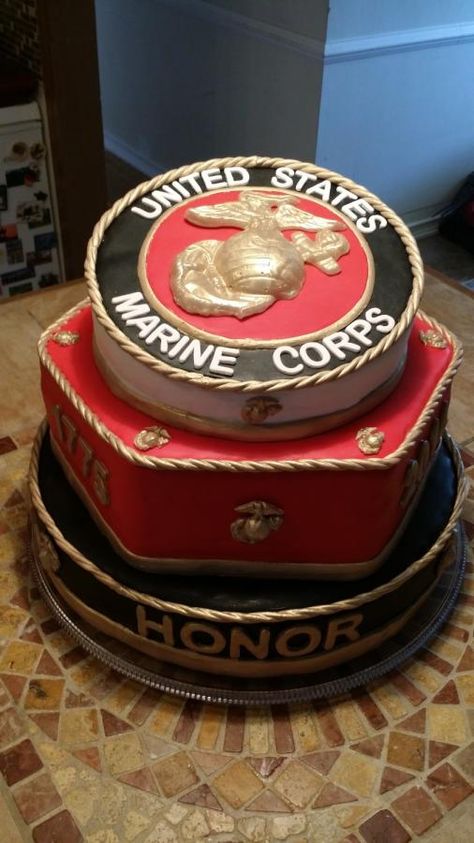 2014 Marine Corps Ball cake - Cake by Michaela Gilly Marine Corps Cake, Marine Retirement, Marine Corps Retirement, Usmc Retirement, Usmc Birthday, Marine Corps Wedding, Marine Cake, Marine Corps Birthday, Military Cake