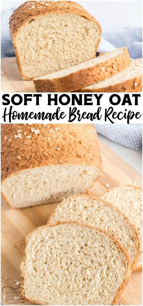 Honey Oat Bread Recipe, Recipes With Oats, Honey Bread Recipe, Oatmeal Bread Recipe, Oat Bread Recipe, Honey Oat Bread, Honey Wheat Bread, Oat Bread, Honey Bread