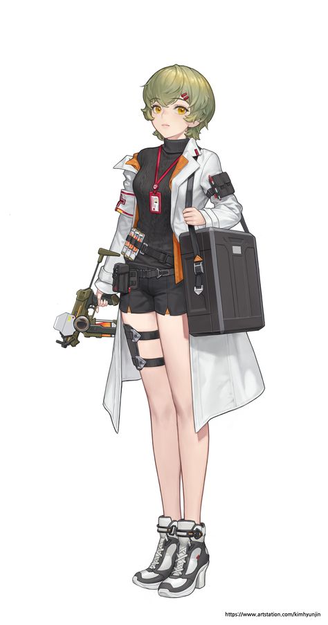 Futuristic Doctor Uniform, Fantasy Medic Outfit, Genshin Doctor, Fantasy Doctor Outfit, Lab Coat Character Design, Doctor Outfit Drawing, Doctor Oc Art, Sci Fi Outfits Character Concept, Scifi Medic