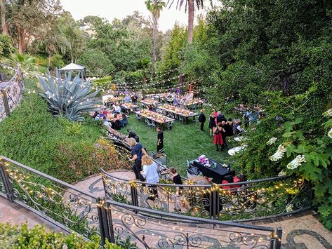 A quirky and magical wedding at The Houdini Estate Houdini Estate, Natural Waterfalls, Buddha Garden, Historic Wedding, Laurel Canyon, Magical Garden, Wedding Prices, Event Services, Magical Wedding