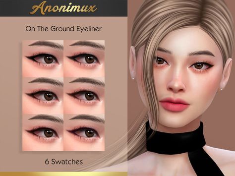 Beto x Anonimux - On The Ground Eyeliner - The Sims 4 Catalog Sims 4 Puppy Eyeliner, Sims 4 Asian Makeup, Cc Face, Sims4 Makeup, Ts4 Makeup, Sims Makeup, Ts4 Mods, Sims 4 Cc Eyes, The Sims 4 Skin