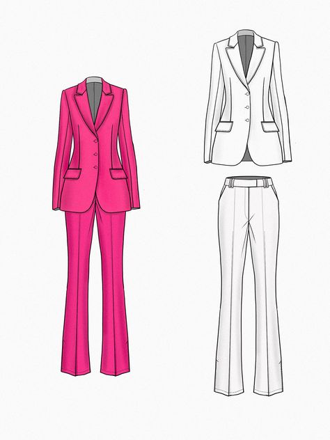 BlackPink collection on Behance Drawing Suit Women, Suits Illustration, Blackpink Collection, Office Wear Women Work Outfits, Fashion Sketches Men, Women Office Outfits, Seamless Clothing, Suit Drawing, Designer Jackets For Women