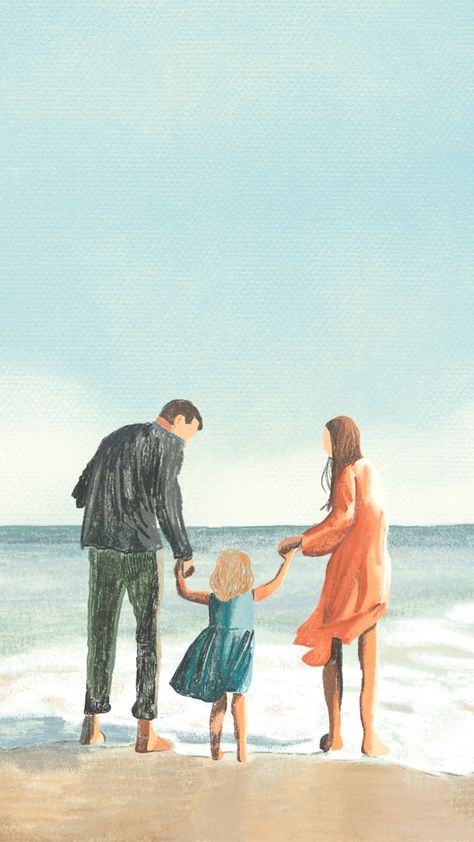 가족 일러스트, Beach Drawing, Color Pencil Illustration, Free Illustration Images, Beach Illustration, Family Images, Beach Background, Family Illustration, Beach Wallpaper