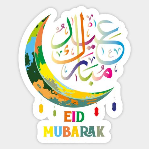 Eid Mubarak 2021 for All Muslims who's celebrat in this Days, Perfect happy eid gift 2021 For Kids Boys and Girls when Ramadan Kareem Finish after Fasting 30 Days eid al Fitr gift with Arabic eid Mubarak words and colorful Crescent best gifts for all -- Choose from our vast selection of stickers to match with your favorite design to make the perfect customized sticker/decal. Perfect to put on water bottles, laptops, hard hats, and car windows. Everything from favorite TV show stickers to funny s Arabic Eid Mubarak, Calligraphy Ramadan, Eid Mubarak Stickers, Ramadan Karim, Eid Mubark, Eid Gift, Eid Al Fitr, Happy Eid, Eid Gifts