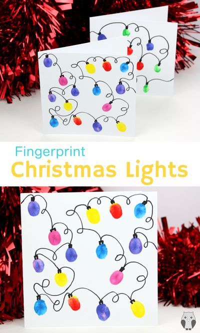 Xmas Cards Handmade Kids, Fingerprint Christmas Lights, Highly Motivational Quotes, Christmas Greeting Cards Diy, Fingerprint Christmas, Turtle Room, Easy Kids Christmas, Fingerprint Cards, Homemade Christmas Gift