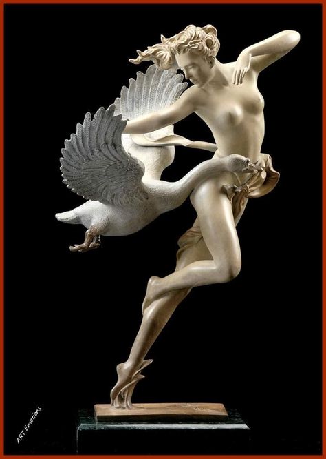 Swan Upon Leda, Michael Parkes, Historical Sculptures, Wild Animals Photography, Anatomy Sculpture, Classic Sculpture, Human Sculpture, Art Deco Sculpture, Animal Portraits Art