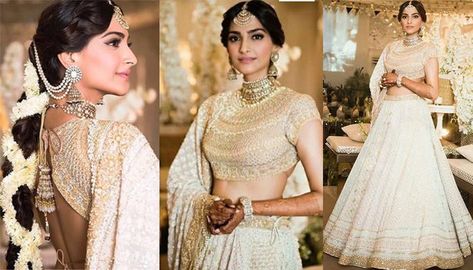 Sonam Kapoor Lehenga, Lehenga Designs For Wedding, Golden Bridal Lehenga, Sonam Kapoor Wedding, Bollywood Theme, Bridal Lehenga Designs, Mehndi Ceremony, Indian Outfits Lehenga, Bollywood Wedding