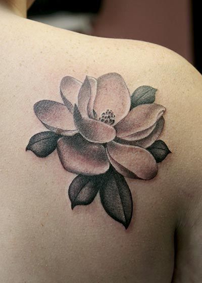 Magnolia Flower Tattoo, Magnolia Tattoos, Gardenia Tattoo, Bell Rose, Artistic Tattoos, Magnolia Tattoo, Flower Tattoo Drawings, Travel Tattoos, Shape Tattoo