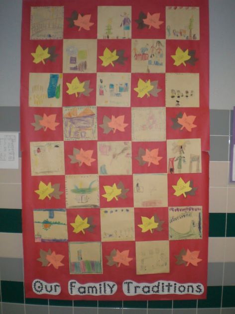 Family Traditions Quilt activity. Perfect for Thanksgiving time! Thanksgiving Quilt, Class Quilt, December Lessons, Toddler Themes, Toddler Curriculum, Kindergarten Social Studies, November Activities, Farm Preschool, Family Unit