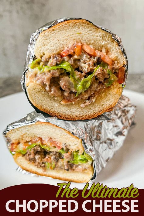 Recipes With Hoagie Rolls, Cheese Burger Subs Ground Beef, Best Cheese Sandwich Recipe, Hoagie Roll Sandwich Ideas, Bodega Chopped Cheese Sandwich, Ground Beef Cheese Steak Sandwich, Chopped Cheesesteak, Hoagie Roll Dinner Ideas, Ground Beef Grinder Sandwich