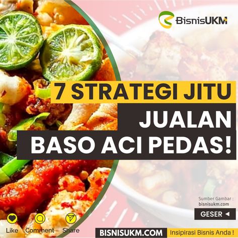 Kamu punya usaha jualan baso aci pedas? Sebagai pemula kamu bisa lakukan beberapa strategi jualan baso aci pedas biar daya saing makin kuat. Baca di sini!

#bisnis #foodbusiness #business #bisniskuliner #marketing #selling #pemasaran #jualan #strategi Cucumber, Condiments, Chicken