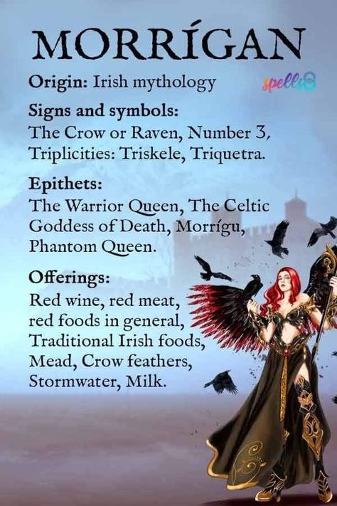 Goddess Offerings, Celtic Deities, The Morrigan, Goddess Magick, Irish Recipes Traditional, Goddess Symbols, Irish Mythology, Celtic Gods, Pagan Goddess