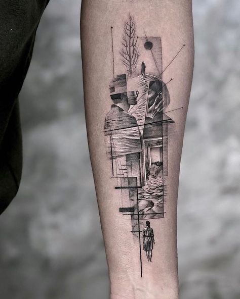 .John Monteiro. on Instagram: “„Eternal sunshine of the spotless mind. Each pray‘r accepted, and each wish resign‘d.“ - Alexander Pope • creation from August…” Geometric Tattoo Leg, Tattoo For Kids, Geometric Tattoo Sleeve Designs, Mangas Tattoo, Atlas Tattoo, Micro Realism, Geometric Sleeve Tattoo, Wolf Tattoo Sleeve, Alexander Pope