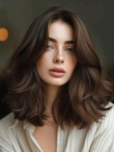 Clavicle Length Hair With Layers, Shoulder Length Haircut For Round Faces, Medium Length Haircut For Round Faces, Modern Bangs, Haircut Shoulder, Spring Haircut, Flattering Bangs, Fancy Updos, Free Hairstyle