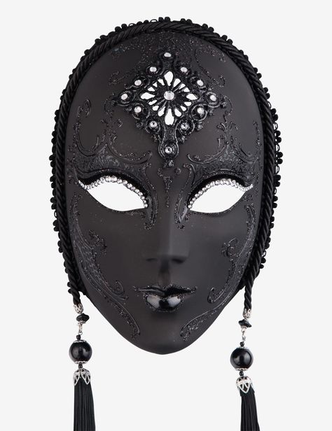 Giulietta Black venetian mask for sale Mask Black, Creepy Masquerade Mask, Black Full Face Mask, Mask Art Ideas, Black Swan Mask, Full Face Masquerade Mask, Victorian Mask, Theater Masks, Fantasy Masks