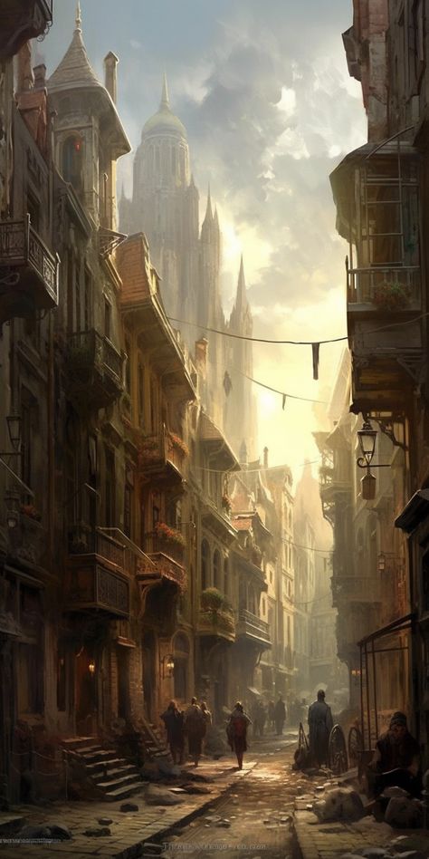 Fantasy Slums, Slums Aesthetic, Old City Street, Army Dreamers, Victorian Street, Steampunk Illustration, Steampunk City, Steampunk Aesthetic, Fantasy Town